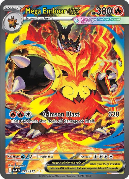 Mega Emboar ex (273/217) [Mega Evolution: Ascended Heroes] - for just $23.45! 
