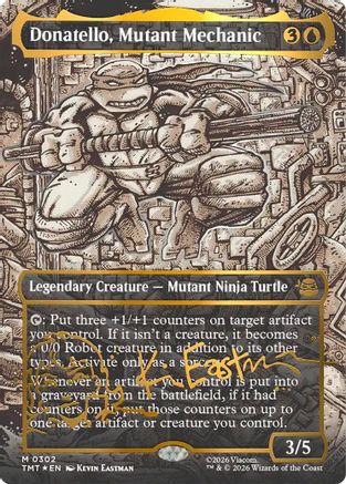 Donatello, Mutant Mechanic (Borderless) (Gold-Stamped Signature) (TMT-302) - Teenage Mutant Ninja Turtles Foil - for just $915! 
