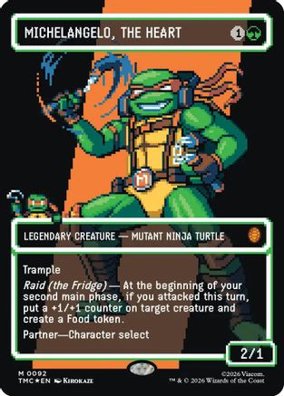 Michelangelo, the Heart (0093) (Borderless) (TMC-092) - Commander: Teenage Mutant Ninja Turtles Foil - for just $79.72! 