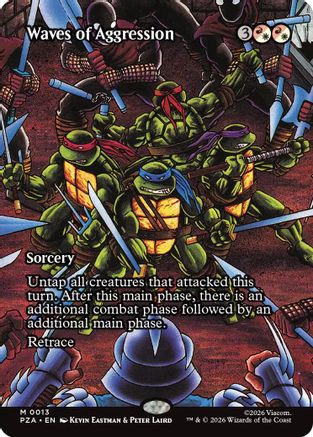 Waves of Aggression (Borderless) (PZA-013) - Teenage Mutant Ninja Turtles Eternal-Legal Foil - for just $1.28! 