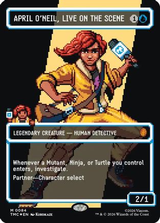 April O'Neil, Live on the Scene (Borderless) (Surge Foil) (TMC-084) - Commander: Teenage Mutant Ninja Turtles Foil - for just $25.62! 