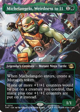 Michelangelo, Weirdness to 11 (Borderless) (TMT-214) - Teenage Mutant Ninja Turtles Foil - for just $3.05! 