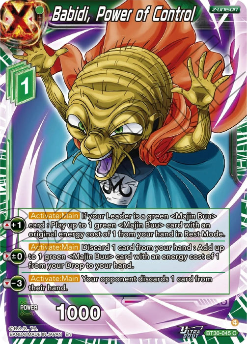 Babidi, Power of Control (BT30-045) [Three Glorious Fighters] - for just $0.10! 