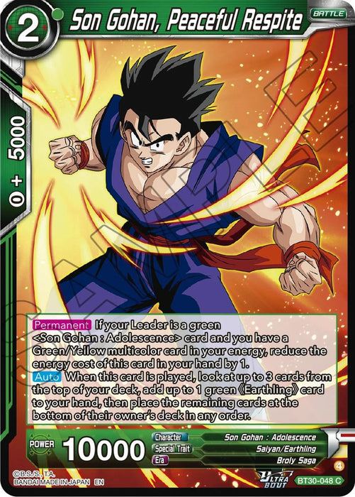 Son Gohan, Peaceful Respite (BT30-048) [Three Glorious Fighters] - for just $0.10! 