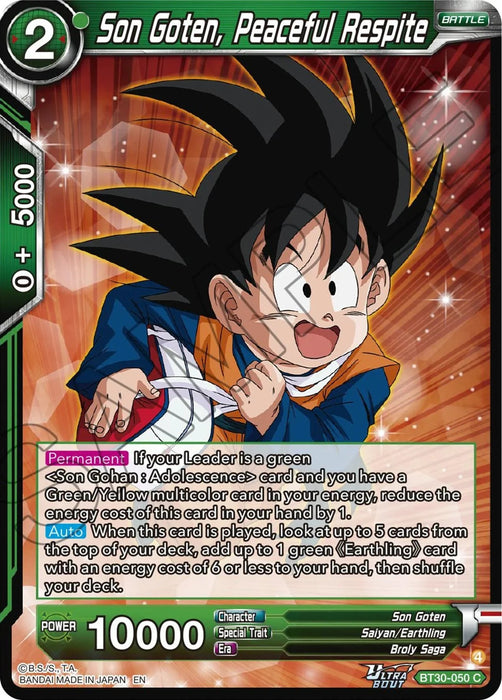 Son Goten, Peaceful Respite (BT30-050) [Three Glorious Fighters] - for just $0.10! 