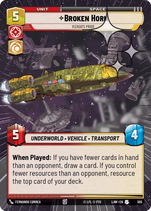 Broken Horn - Vizago's Pride (347) (Hyperspace Foil) (347) [A Lawless Time] - for just $0.15! 