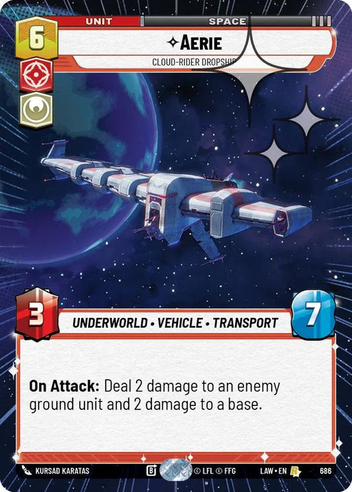 Aerie - Cloud-Rider Dropship (448) (Hyperspace Foil) (448) [A Lawless Time] - for just $0.40! 