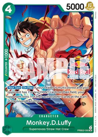 Monkey.D.Luffy (Red Bull Double Don!!) (PRB02-005) - One Piece Promotion Cards - for just $169.57! 
