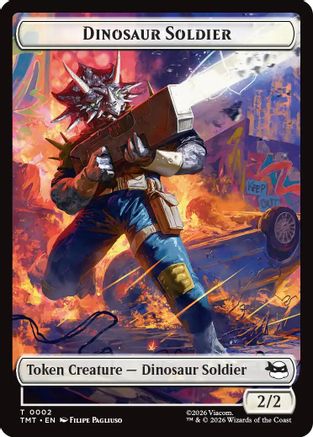 Dinosaur Soldier // Copy Double-Sided Token (TMT-2 // 1) - Teenage Mutant Ninja Turtles Foil - for just $0.32! 