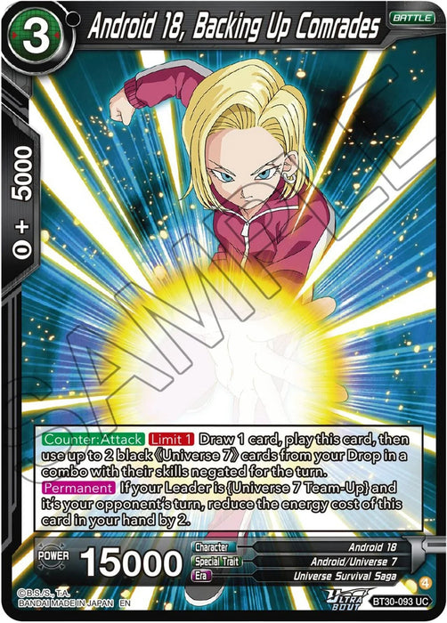 Android 18, Backing Up Comrades (BT30-093) [Three Glorious Fighters] - for just $0.10! 