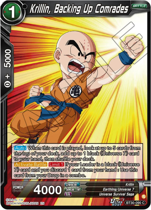Krillin, Backing Up Comrades (BT30-090) [Three Glorious Fighters] - for just $0.10! 