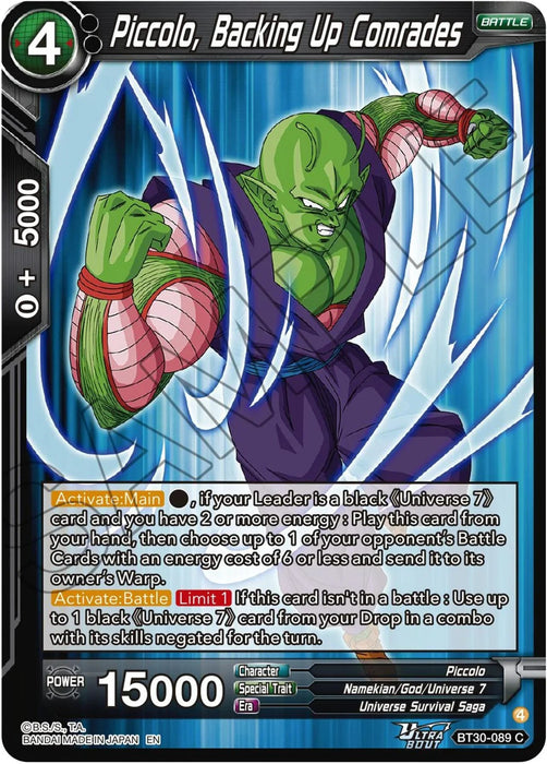 Piccolo, Backing Up Comrades (BT30-089) [Three Glorious Fighters] - for just $0.10! 