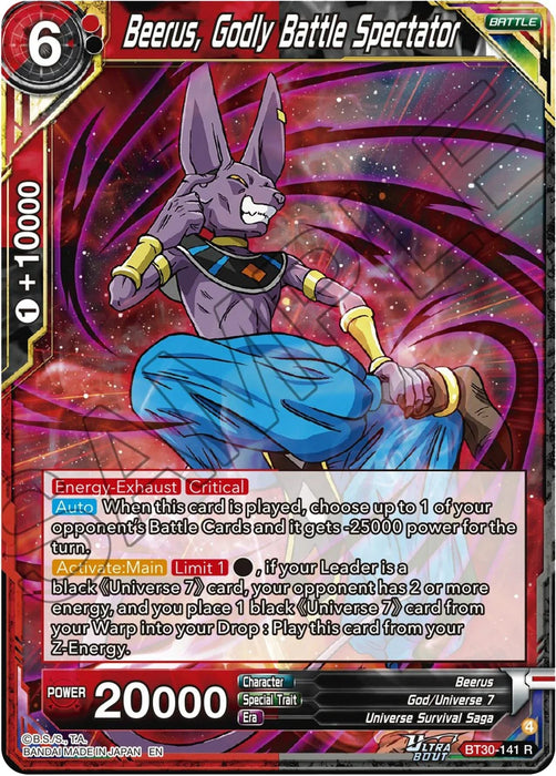 Beerus, Godly Battle Spectator (BT30-141) [Three Glorious Fighters] - for just $0.25! 