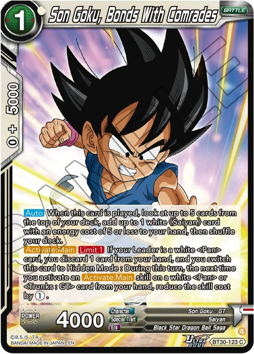 Son Goku, Bonds With Comrades (BT30-123) [Three Glorious Fighters] - for just $0.10! 