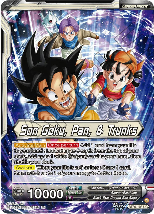 Son Goku, Pan, & Trunks // Son Goku, Pan, & Trunks, Exciting Adventures (BT30-108) [Three Glorious Fighters] - for just $0.20! 