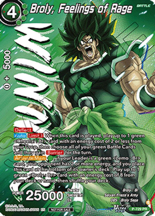 Broly, Feelings of Rage (Ultra-Bout Series Tournament Pack Vol.2) (Winner) (P-729) [Tournament Promotion Cards] - for just $12.80! 