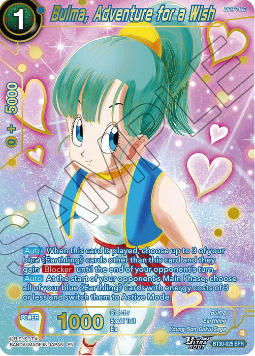 Bulma, Adventure for a Wish (SPR) (BT30-025) [Three Glorious Fighters] - for just $15.80! 