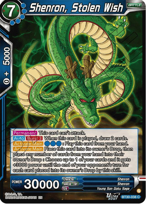 Shenron, Stolen Wish (BT30-038) [Three Glorious Fighters] - for just $0.10! 