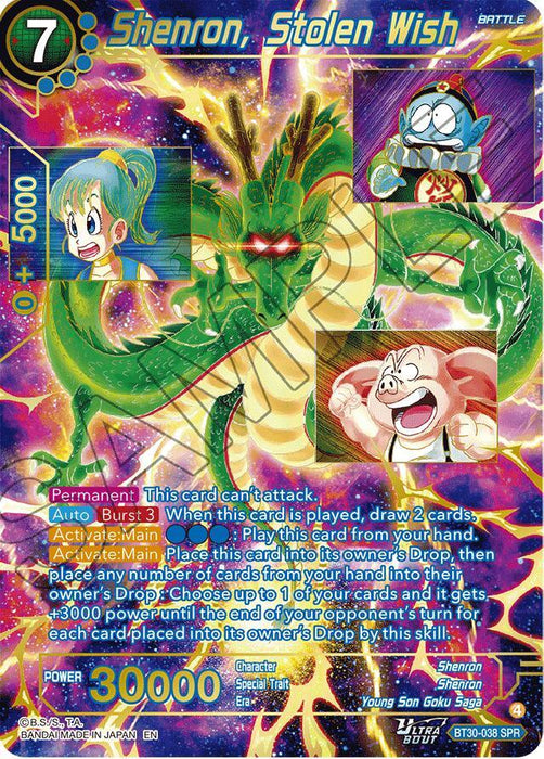 Shenron, Stolen Wish (SPR) (BT30-038) [Three Glorious Fighters] - for just $8.75! 