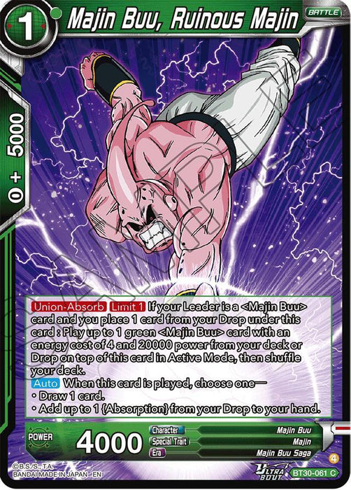 Majin Buu, Ruinous Majin (BT30-061) [Three Glorious Fighters] - for just $0.10! 