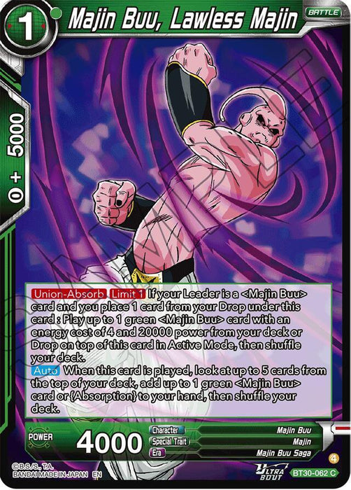 Majin Buu, Lawless Majin (BT30-062) [Three Glorious Fighters] - for just $0.10! 