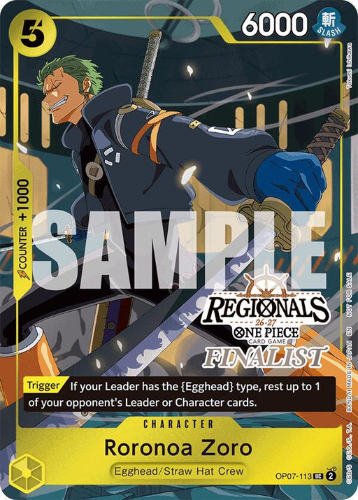 Roronoa Zoro (Regionals Finalist Card Set 26-27) [One Piece Promotion Cards] - for just $179.10! 