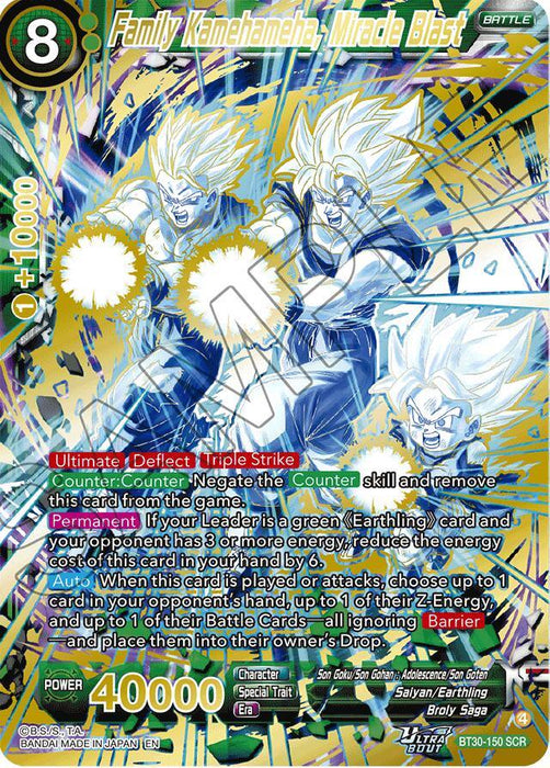 Family Kamehameha, Miracle Blast (SCR) (BT30-150) [Three Glorious Fighters] - for just $82.75! 