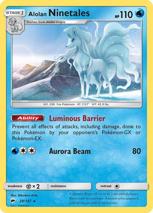 Alolan Ninetales (28/147) (Water Web Holo) (Theme Deck Exclusives) [Sun & Moon: Burning Shadows] - for just $3.85! 
