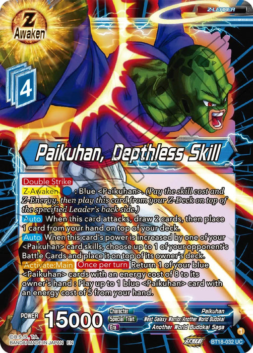 Paikuhan, Depthless Skill (BT18-032) [Dawn of the Z-Legends] - for just $0.10! 