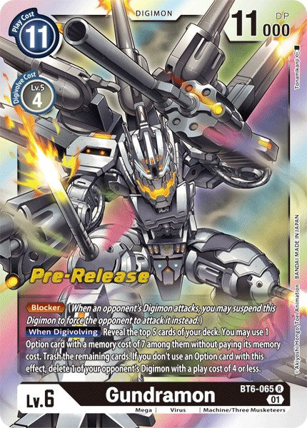 Gundramon [BT6-065] [Double Diamond Pre-Release Cards] - Just $0.09! Shop now at Retro Gaming of Denver