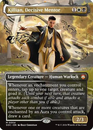 Killian, Decisive Mentor (Borderless) (SOC-004) - Commander: Secrets of Strixhaven Foil - for just $0.17! 