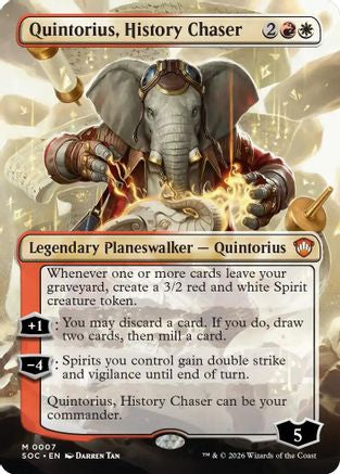 Quintorius, History Chaser (Borderless) (SOC-007) - Commander: Secrets of Strixhaven Foil - for just $0.67! 