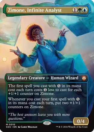 Zimone, Infinite Analyst (Borderless) (SOC-010) - Commander: Secrets of Strixhaven - for just $0.45! 