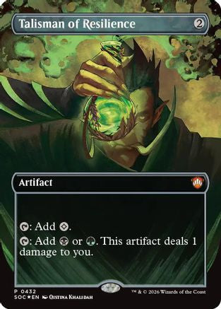 Talisman of Resilience (Borderless) (SOC-432) - Commander: Secrets of Strixhaven Foil - for just $2.24! 