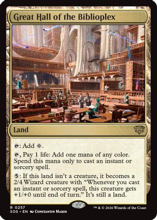 Great Hall of the Biblioplex (SOS-257) - Secrets of Strixhaven Foil - for just $0.15! 