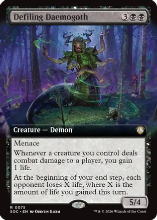 Defiling Daemogoth (Extended Art) (SOC-075) - Commander: Secrets of Strixhaven - for just $0.83! 
