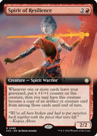 Spirit of Resilience (Extended Art) (SOC-085) - Commander: Secrets of Strixhaven - for just $0.12! 