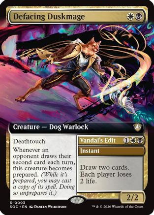 Defacing Duskmage (Extended Art) (SOC-093) - Commander: Secrets of Strixhaven - for just $0.44! 