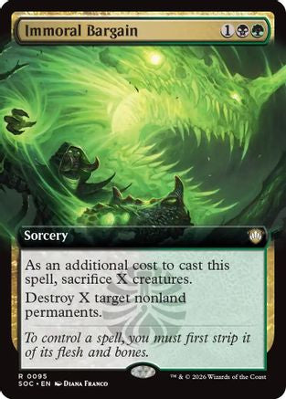 Immoral Bargain (Extended Art) (SOC-095) - Commander: Secrets of Strixhaven - for just $0.46! 
