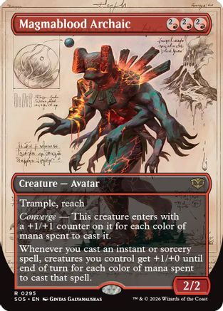 Magmablood Archaic (Borderless) (SOS-295) - Secrets of Strixhaven - for just $0.10! 