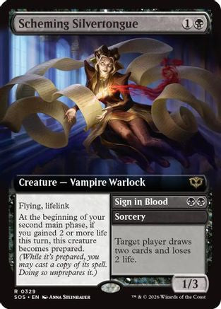 Scheming Silvertongue (Extended Art) (SOS-329) - Secrets of Strixhaven - for just $0.57! 