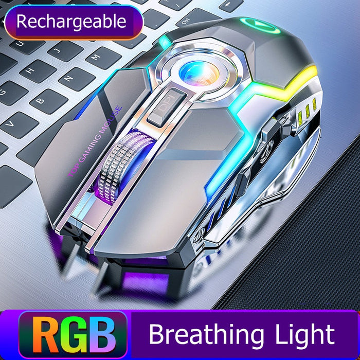 Color Wireless Gaming RGB Rechargeable Mute Button Mouse - for just $39.94! 