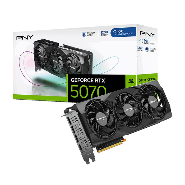 PNY NVIDIA GeForce RTX 5070 Overclocked Triple Fan 12GB GDDR7 PCIe 5.0 Graphics Card - for just $549.99! 