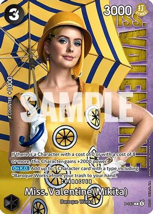 Miss.Valentine (Mikita) - P-147 (Premium Card Collection -Live Action Edition Vol.2 Baroque Works-) (P-147) - One Piece Promotion Cards Foil - for just $0! 
