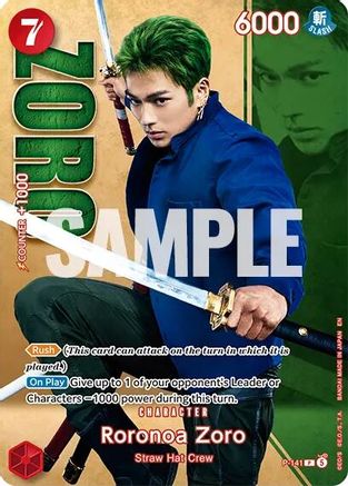 Roronoa Zoro - P-141 (Premium Card Collection -Live Action Edition Vol.2 Straw Hat Crew-) (P-141) - One Piece Promotion Cards Foil - for just $0! 