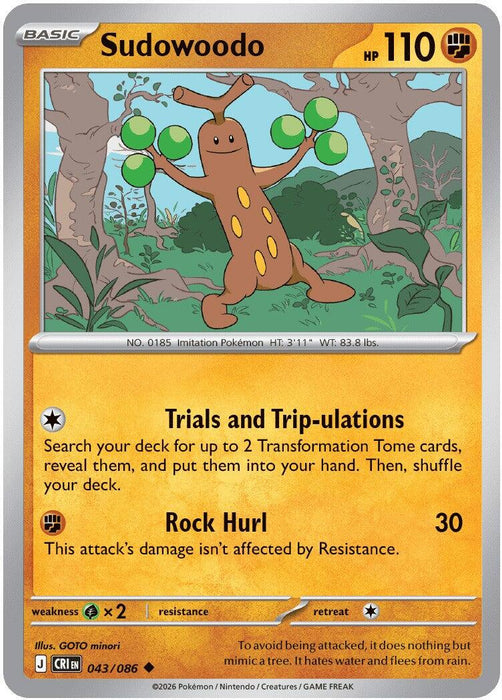 Sudowoodo (043/086) [Mega Evolution: Chaos Rising] - for just $0.10! 