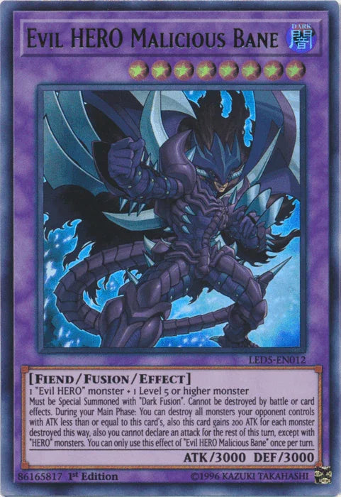 Evil Hero Malicious Bane [LED5-EN012] Ultra Rare - for just $2.55! 