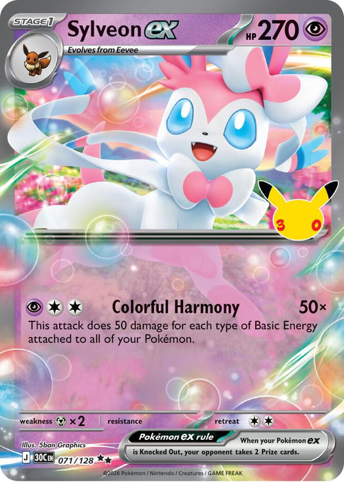 Sylveon ex (071/128) [Mega Evolution: 30th Celebration] - for just $0.10! 