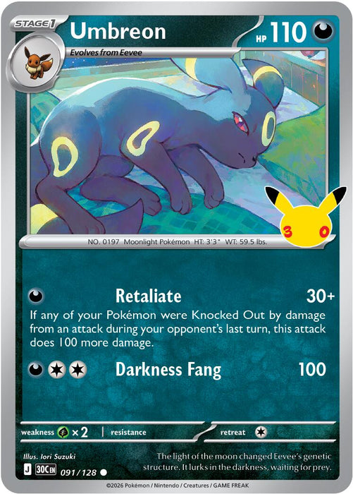 Umbreon (091/128) [Mega Evolution: 30th Celebration] - for just $0.10! 