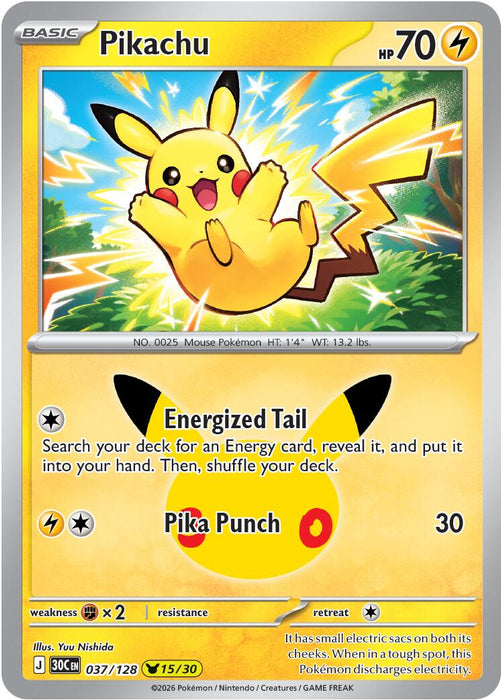 Pikachu (037/128) [Mega Evolution: 30th Celebration] - for just $0.10! 